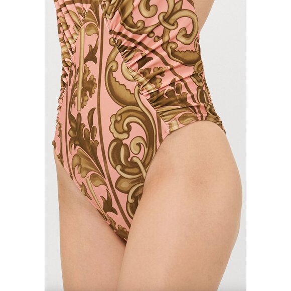 Adriana Degreas Hera Halterneck One Piece Swimsuit Pink Green Womens Size Small - Picture 4 of 10